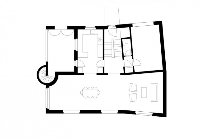Etienne Descloux eine moderne Burg Grundriss Erdgeschoss