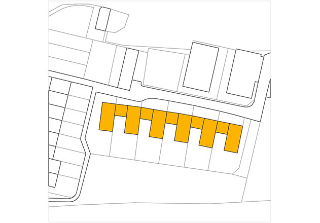 Heike Böttcher Architekturbüro Einfamilienhaussiedlung Lageplan